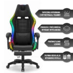 Геймерське комп'ютерне крісло Hell's Chair HC-1039 2.0 LED RGB Black тканина - Зображення 9