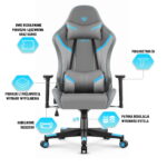 Геймерське комп'ютерне крісло Hell's Chair HC-2002 Grey Blue - Зображення 5