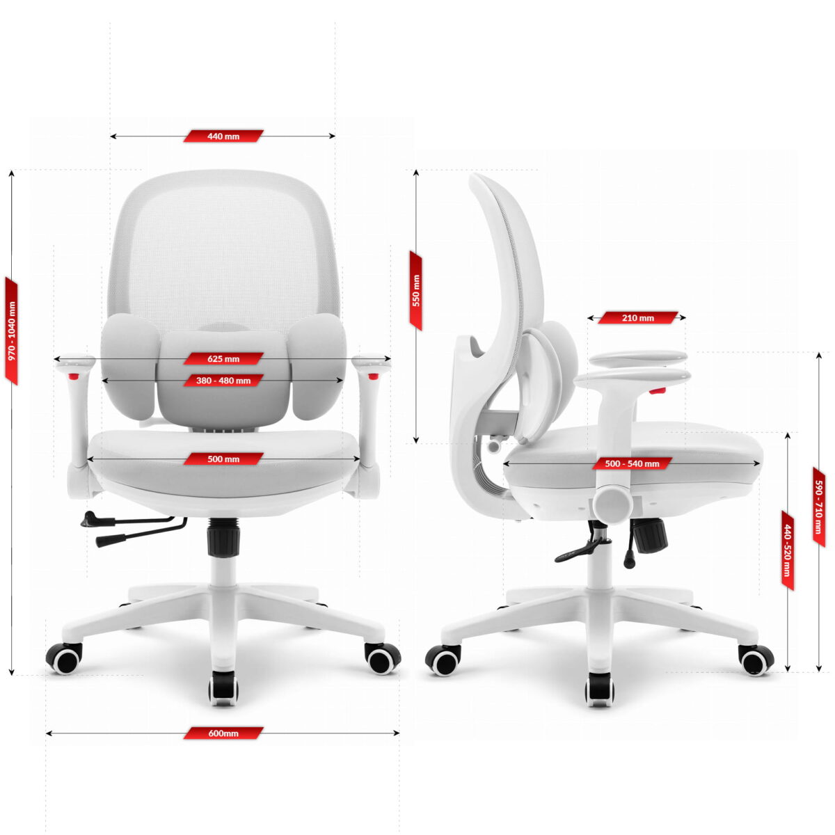 Геймерське комп'ютерне крісло Hell's Chair HC-999 Grey White - Зображення 10