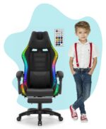Геймерське комп'ютерне крісло для дітей Hell's Chair HC-1039 2.0 LED RGB Black тканина
