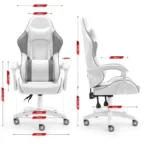 Геймерське крісло екошкіра Hell's Chair HC-1000 Grey White - Зображення 7