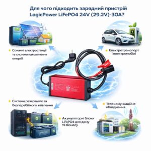 Зарядний пристрій для акумуляторів LiFePO4 LogicPower 24V (29.2V)-30A-876W
