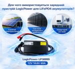 Зарядний пристрій для акумуляторів LiFePO4 LogicPower LP38999 12V 14.6V 60A Інфографіка
