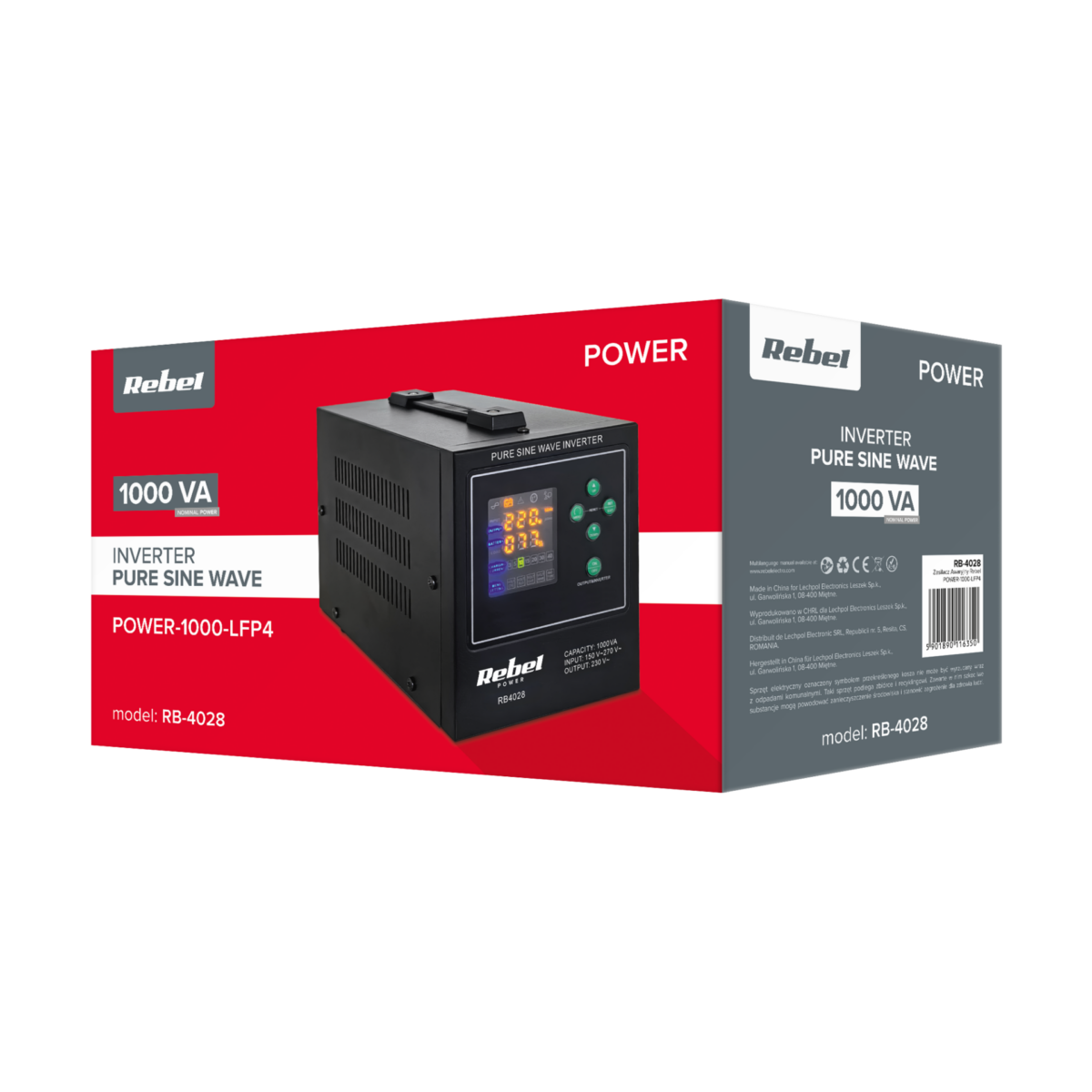 Джерело безперебійного живлення ДБЖ Rebel POWER-1000-LFP4 RB-4028 - Зображення 4