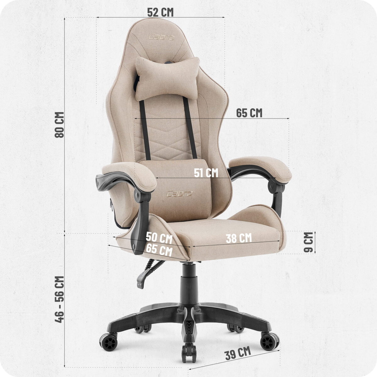Ігрове геймерське комп'ютерне крісло Cabro C500 Beige тканина - Зображення 6