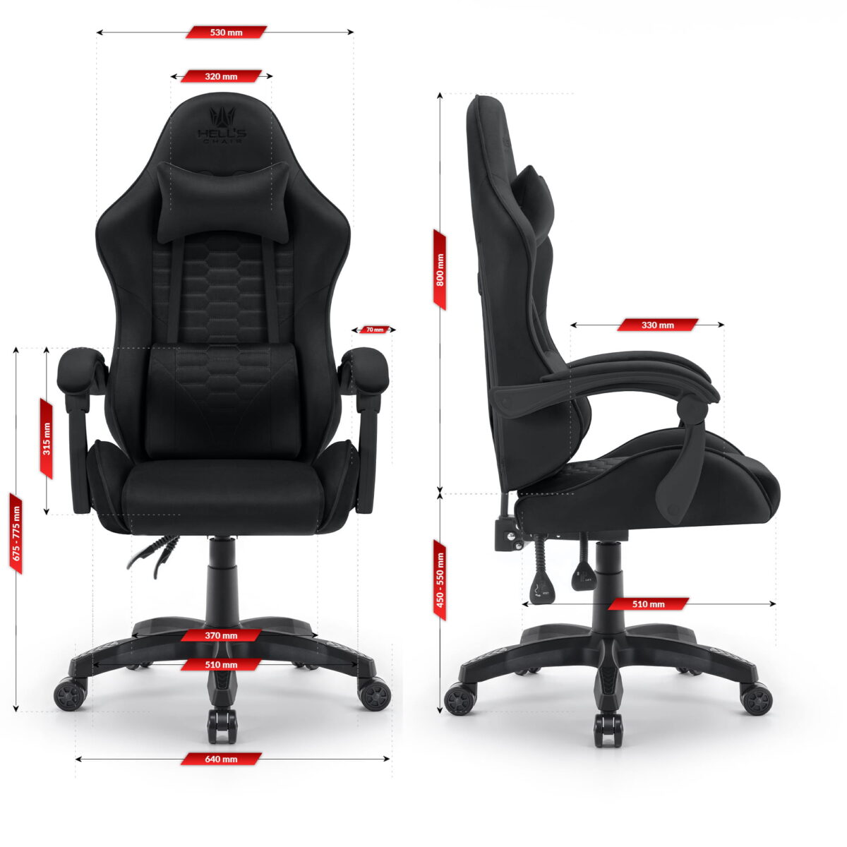 Геймерське крісло тканинне Hell's Chair HC-1000 Black - Зображення 7