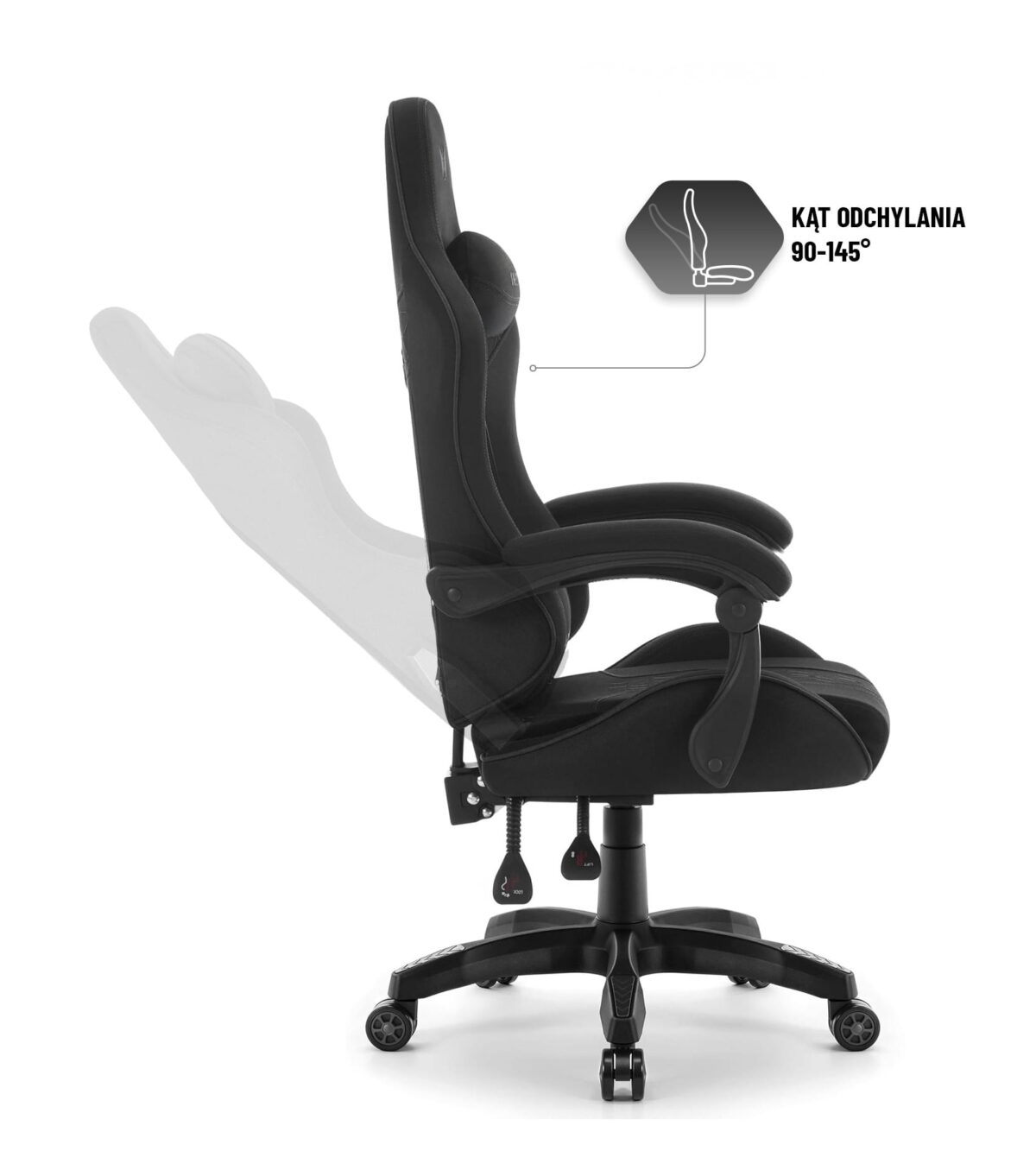 Геймерське комп'ютерне крісло Hell's Chair HC-1008 Black 2.0 тканина/сітка - Зображення 9