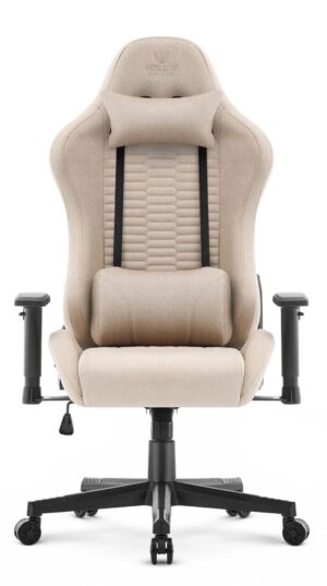 Геймерське комп'ютерне крісло Hell's Chair HC-2000 Beige Black тканина