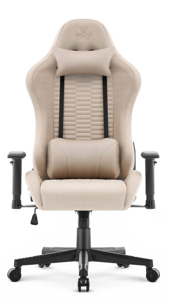 Геймерське комп'ютерне крісло Hell's Chair HC-2000 Beige Black тканина