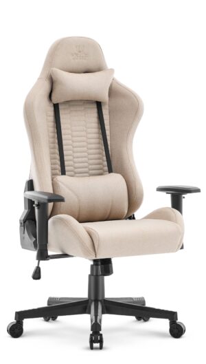 Геймерське комп'ютерне крісло Hell's Chair HC-2000 Beige Black тканина