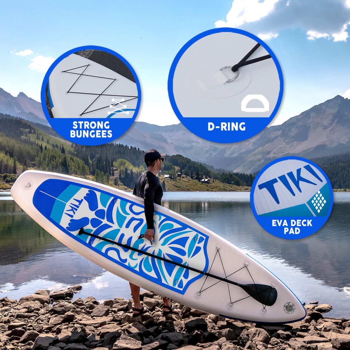 SUP-дошка надувна FunWater SUPFW05B Tiki 3,2 м (синьо-білий) - Зображення 9