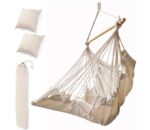 Гамак-бразильське крісло Ikonka KX3287 з підставкою для ніг 130 см бежеве - Зображення 3