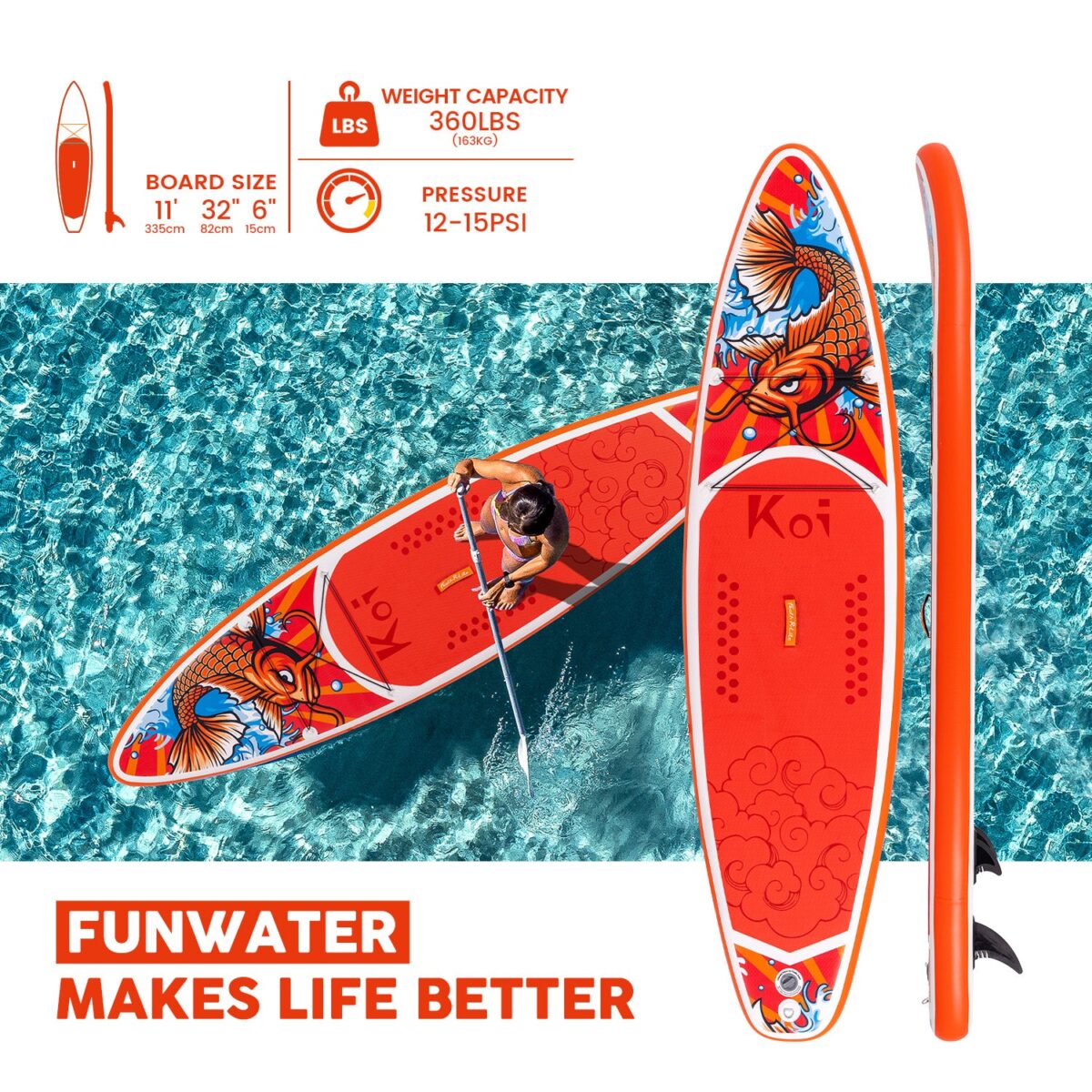 SUP дошка Funwater Feath-R Lite Koi 3.5м SUPFR01E - Зображення 3