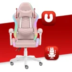 Геймерське комп'ютерне крісло Hell's Chair HC-1000 LED Pink тканина - Зображення 5