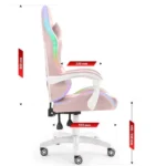 Геймерське комп'ютерне крісло Hell's Chair HC-1000 LED Pink тканина - Зображення 9