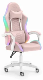 Геймерське комп'ютерне крісло Hell's Chair HC-1000 LED Pink тканина