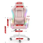 Геймерське комп'ютерне крісло Hell's Chair HC-1000 LED Pink тканина - Зображення 8