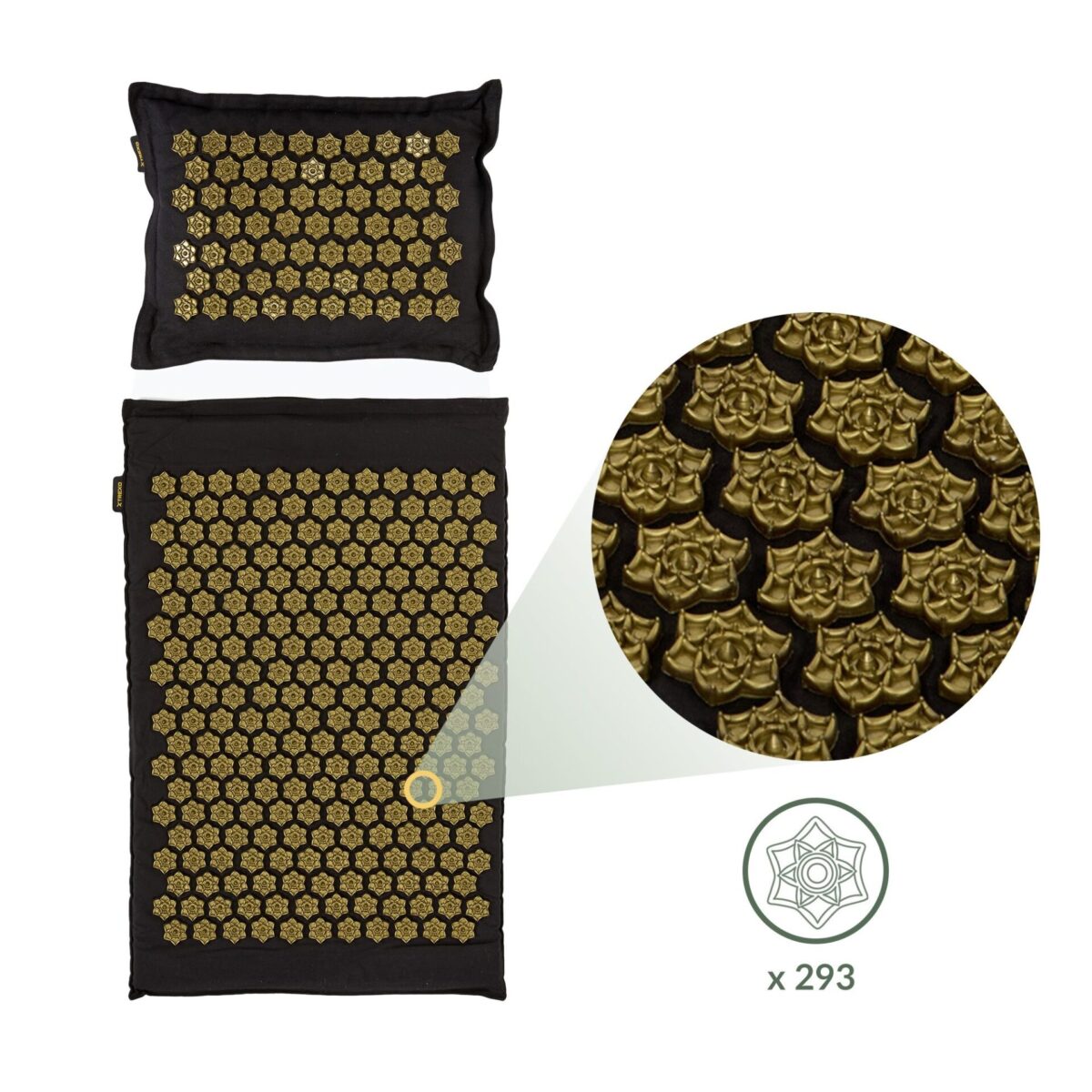 Фітнес килимок для акупресури XTREXO ECO з подушкою TXO-B4Z006-BK чорний - Зображення 2