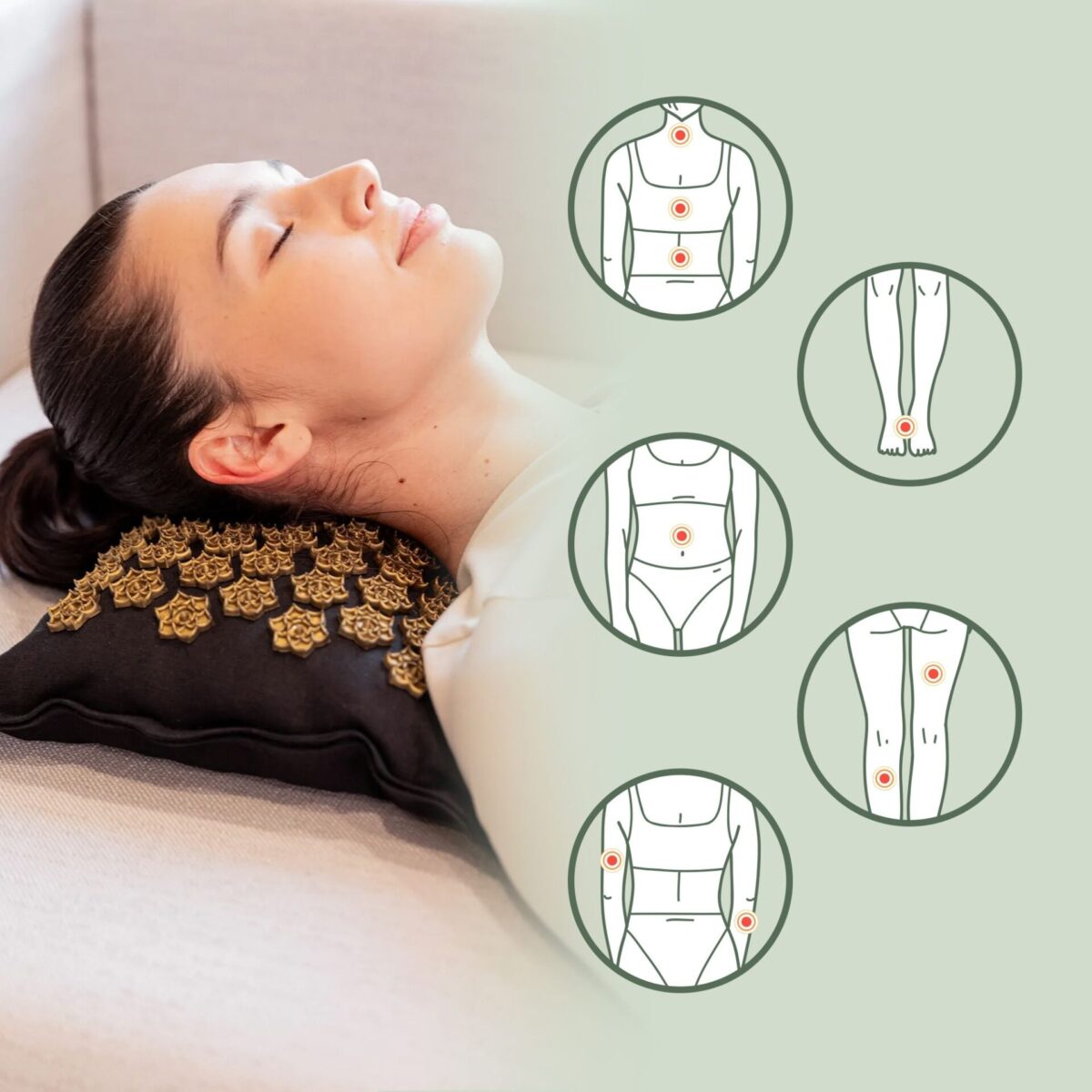 Фітнес килимок для акупресури XTREXO ECO з подушкою TXO-B4Z006-BK чорний - Зображення 6