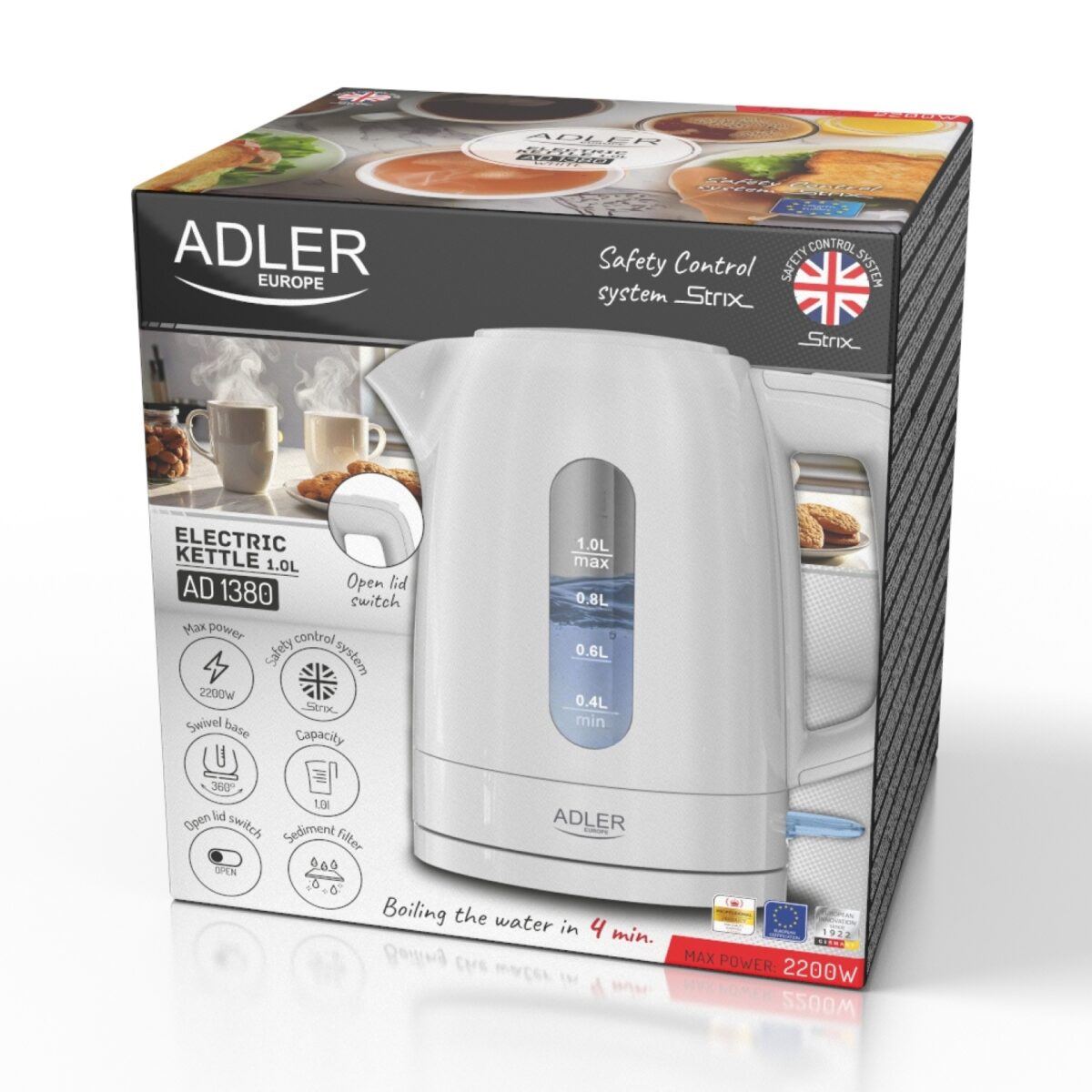 Компактний електричний чайник Adler AD 1380w 1L STRIX - Зображення 7