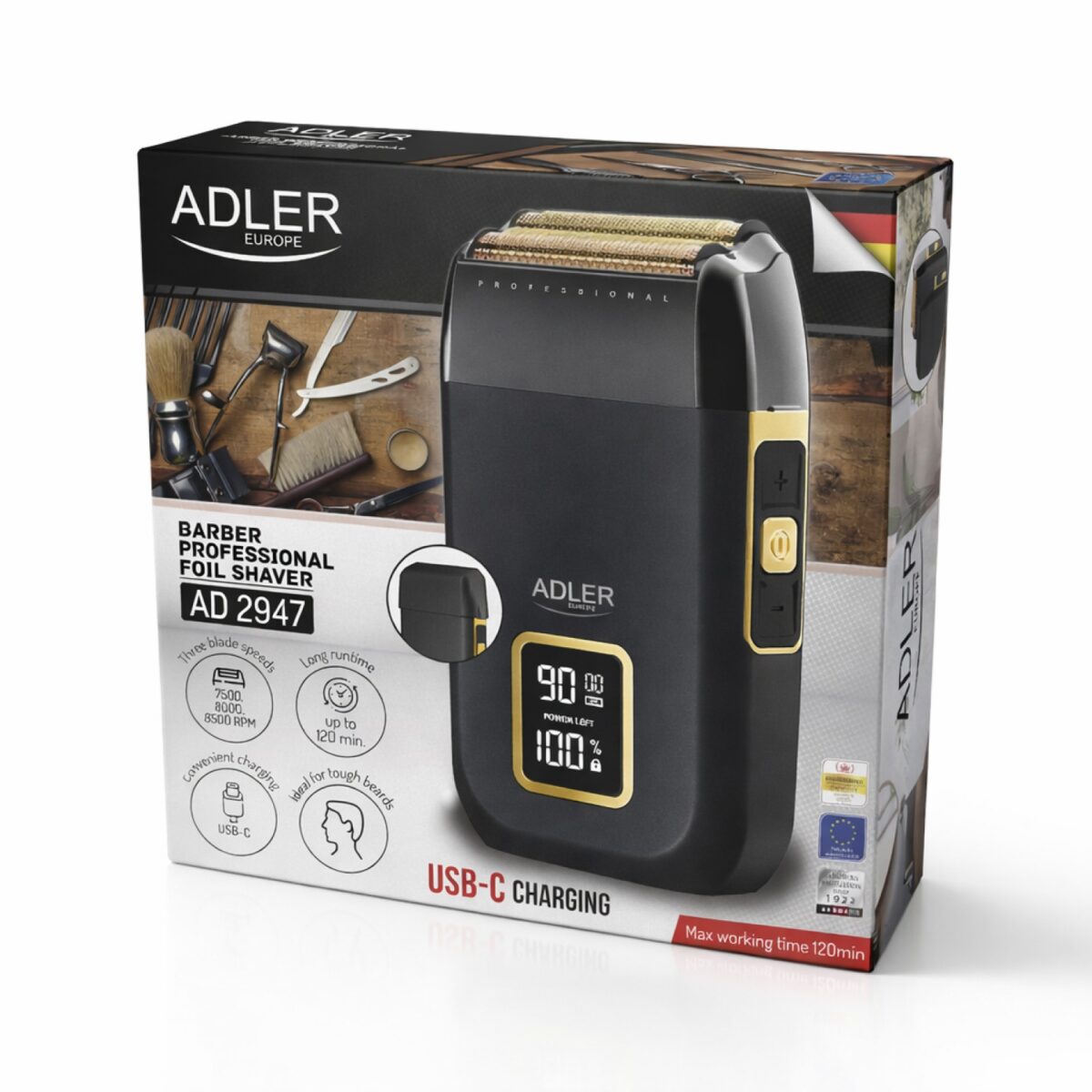Бритва Adler AD 2947 з USB-C, LCD та 3 швидкостями