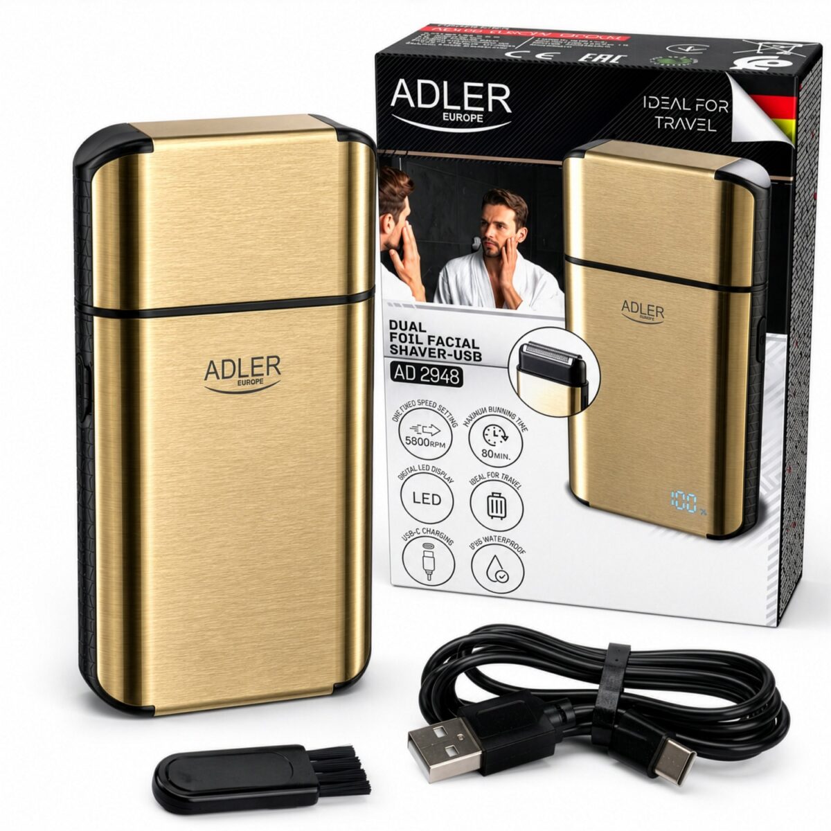 Бритва Adler AD 2948 USB-C IPX6 80 хв роботи