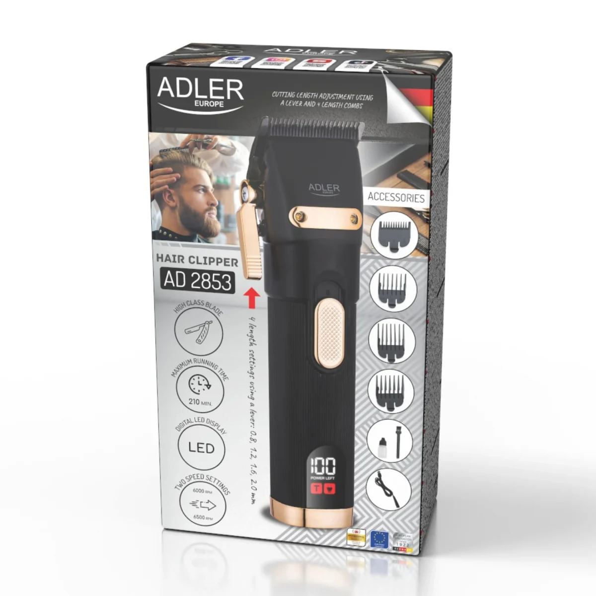 Машинка для стрижки Adler AD 2853 0.8–13 mm USB