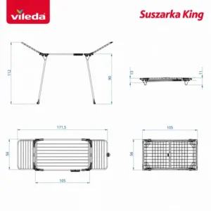 Сушарка для білизни Vileda King Ultimate 20 м, 174×56×112 см