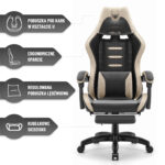 Геймерське крісло Hell's Chair HC-1039 2.0 Black Beige тканина - Зображення 5