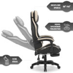 Геймерське крісло Hell's Chair HC-1039 2.0 Black Beige тканина - Зображення 6