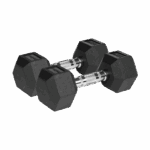Гумовані чавунні гантелі Rebel HEX 2x7.5 кг з протиковзним покриттям