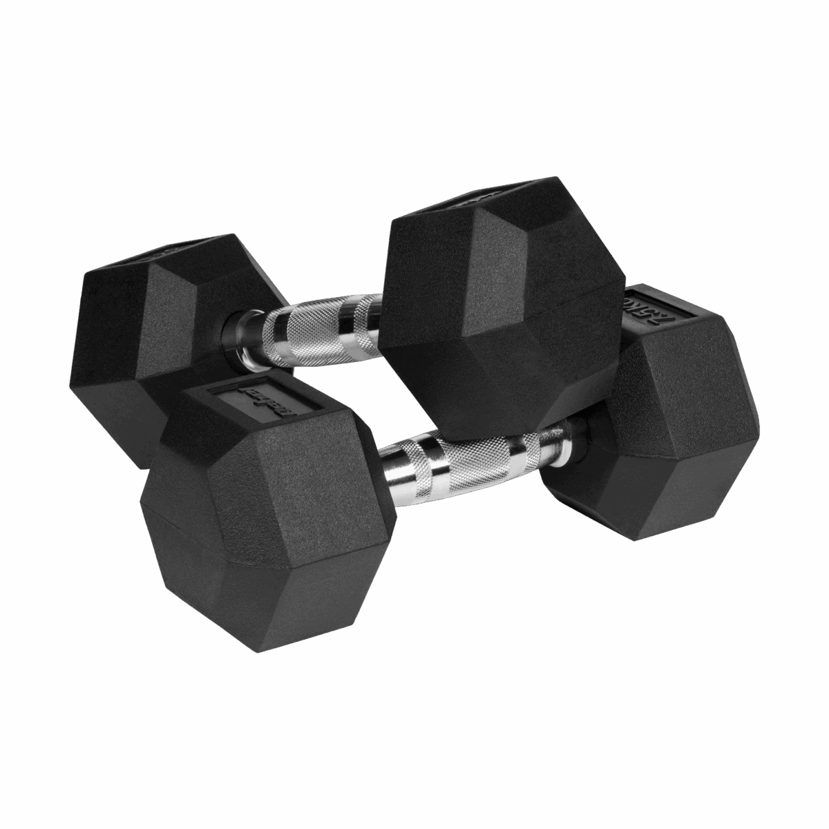 Гумовані чавунні гантелі Rebel HEX 2x7.5 кг з протиковзним покриттям - Зображення 2