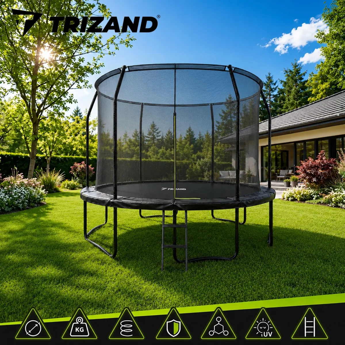 Батут Trizand 366 см з сіткою драбинкою 150 кг - Зображення 3
