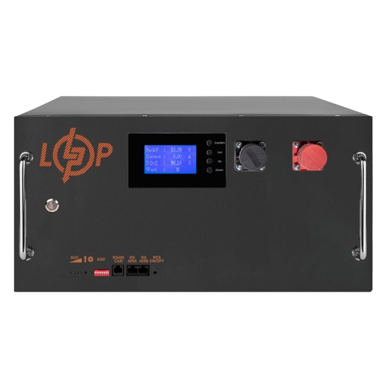 913424cf297fec0513810850943d4 Акумулятор LogicPower LP LiFePO4 51.2V-150 Ah 7680 Wh BMS SP 150A/100 А RM RS485/CAN LCD BL - Зображення 1
