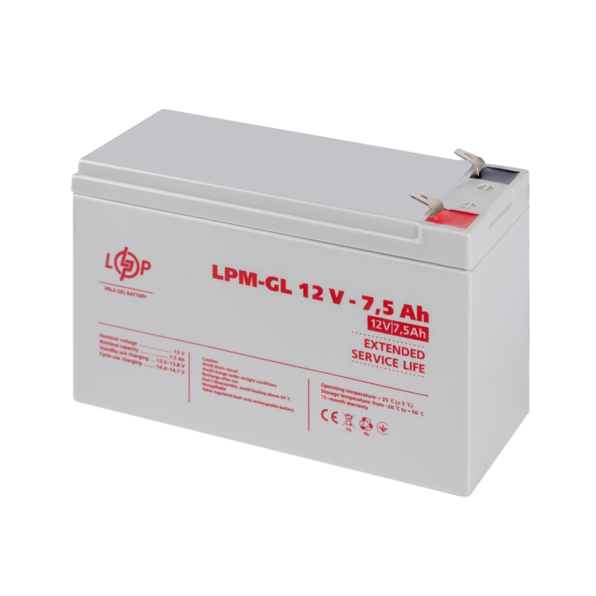 Акумулятор гелевий LogicPower LPM-GL 12V 7.5 Ah - Зображення 4