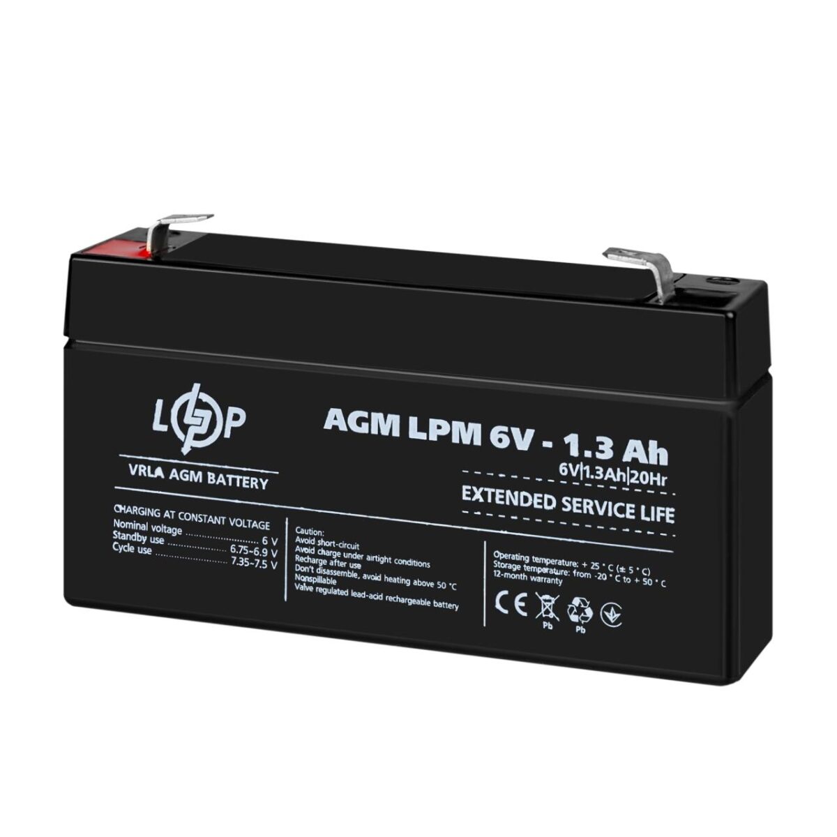 Акумулятор AGM LogicPower LPM 6V 1.3 Ah - Зображення 3