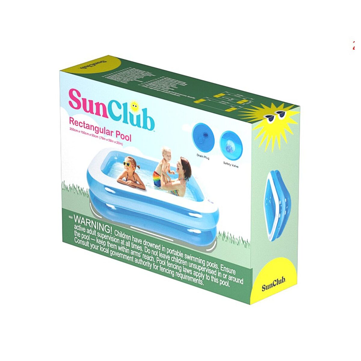 Великий надувний садовий басейн SunClub 200x150x50 см з місткістю 468 л - Зображення 16