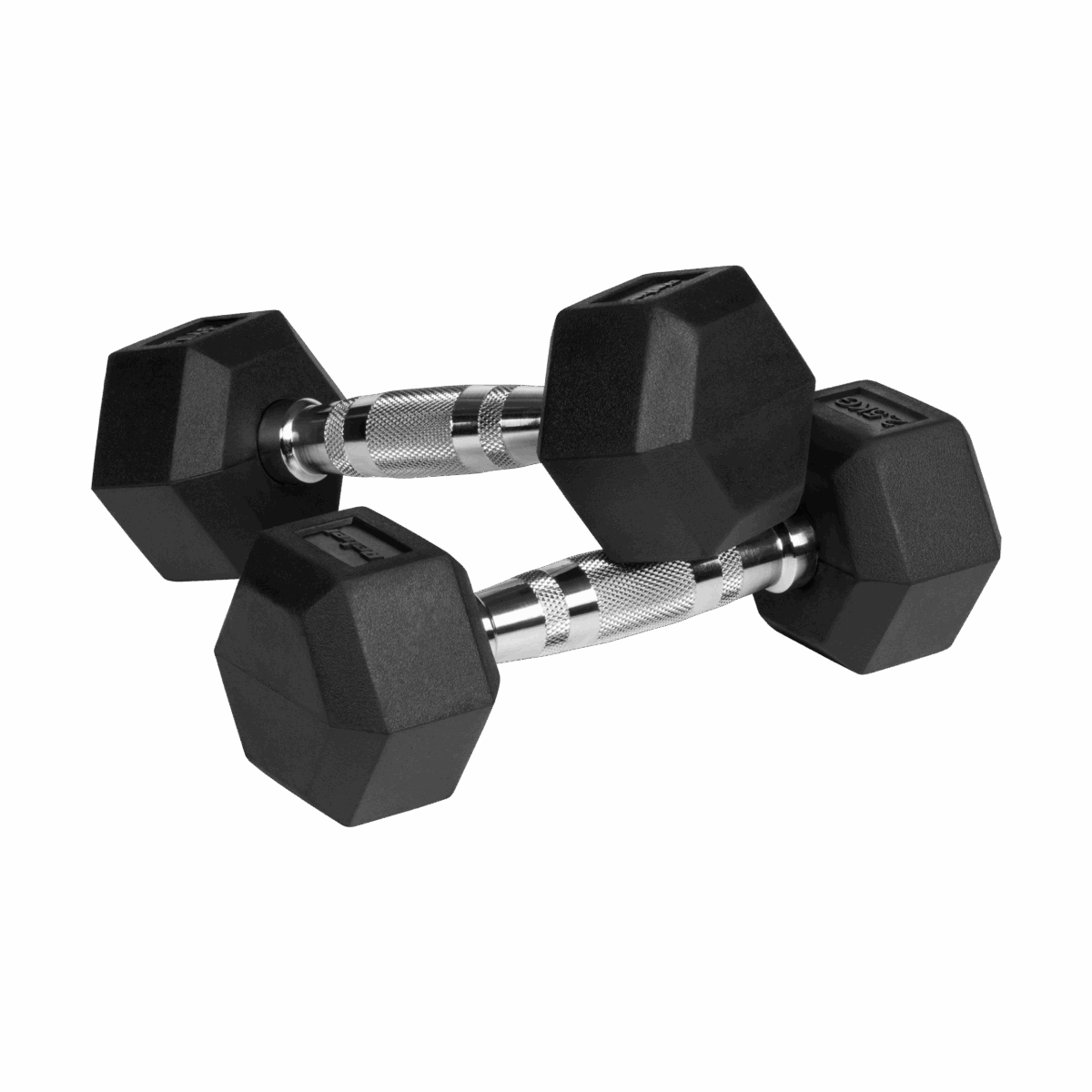 Гантелі чавунні Rebel RBA-2325-02.5 HEX 2x2.5 кг з гумовим покриттям для силових тренувань - Зображення 2
