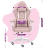 Геймерське комп'ютерне крісло Hell's Chair HC-1000 Kids Pink White велюр - Зображення 9