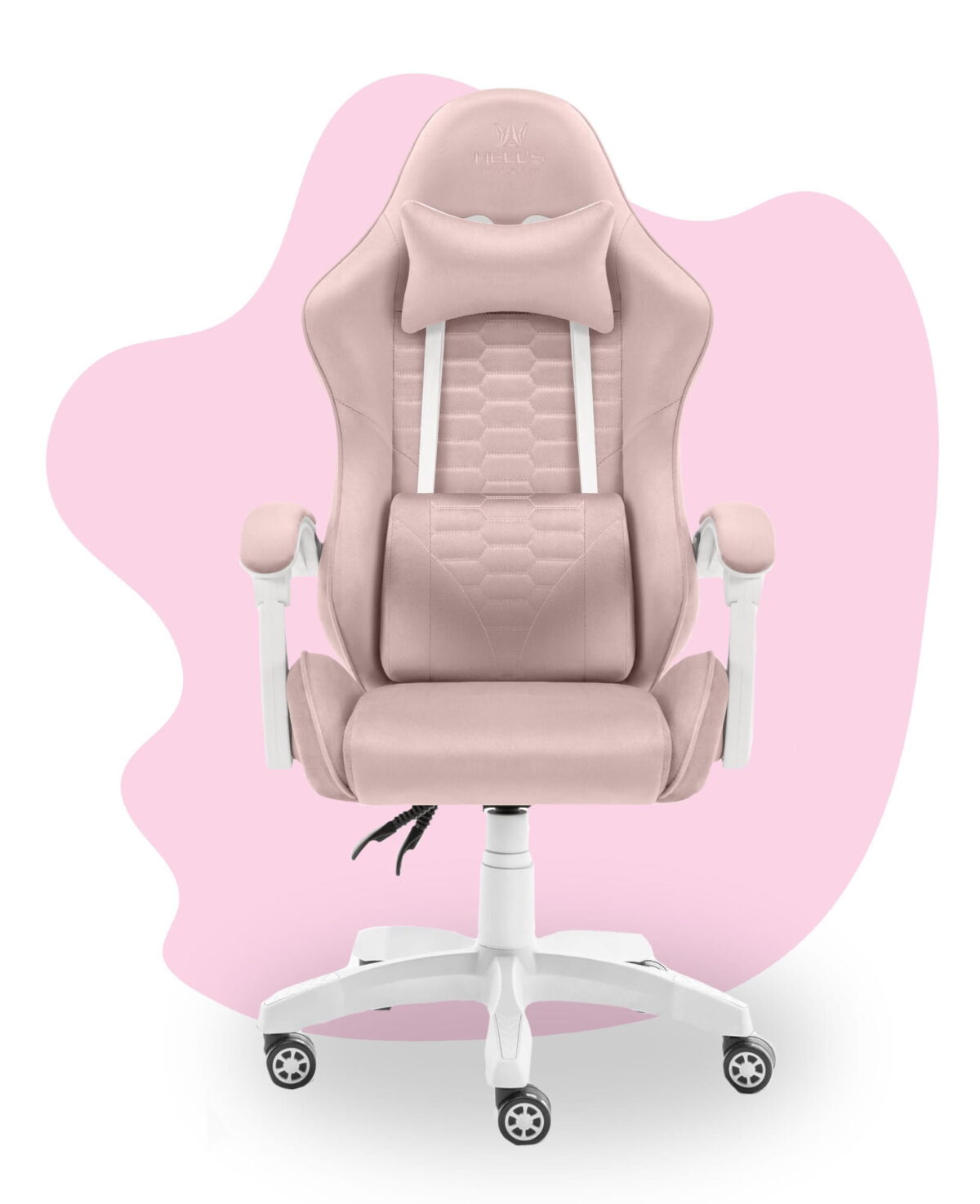 Геймерське комп'ютерне крісло Hell's Chair HC-1000 Kids Pink White велюр - Зображення 2