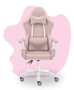 Геймерське комп'ютерне крісло Hell's Chair HC-1000 Kids Pink White велюр - Зображення 2