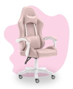 Геймерське комп'ютерне крісло Hell's Chair HC-1000 Kids Pink White велюр - Зображення 3