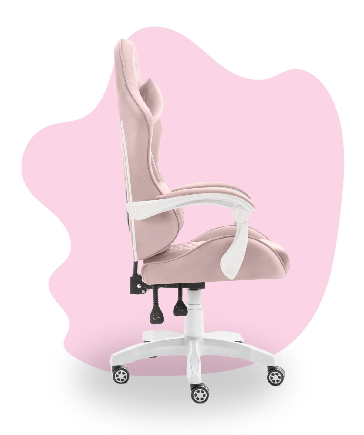 Геймерське комп'ютерне крісло Hell's Chair HC-1000 Kids Pink White велюр - Зображення 4