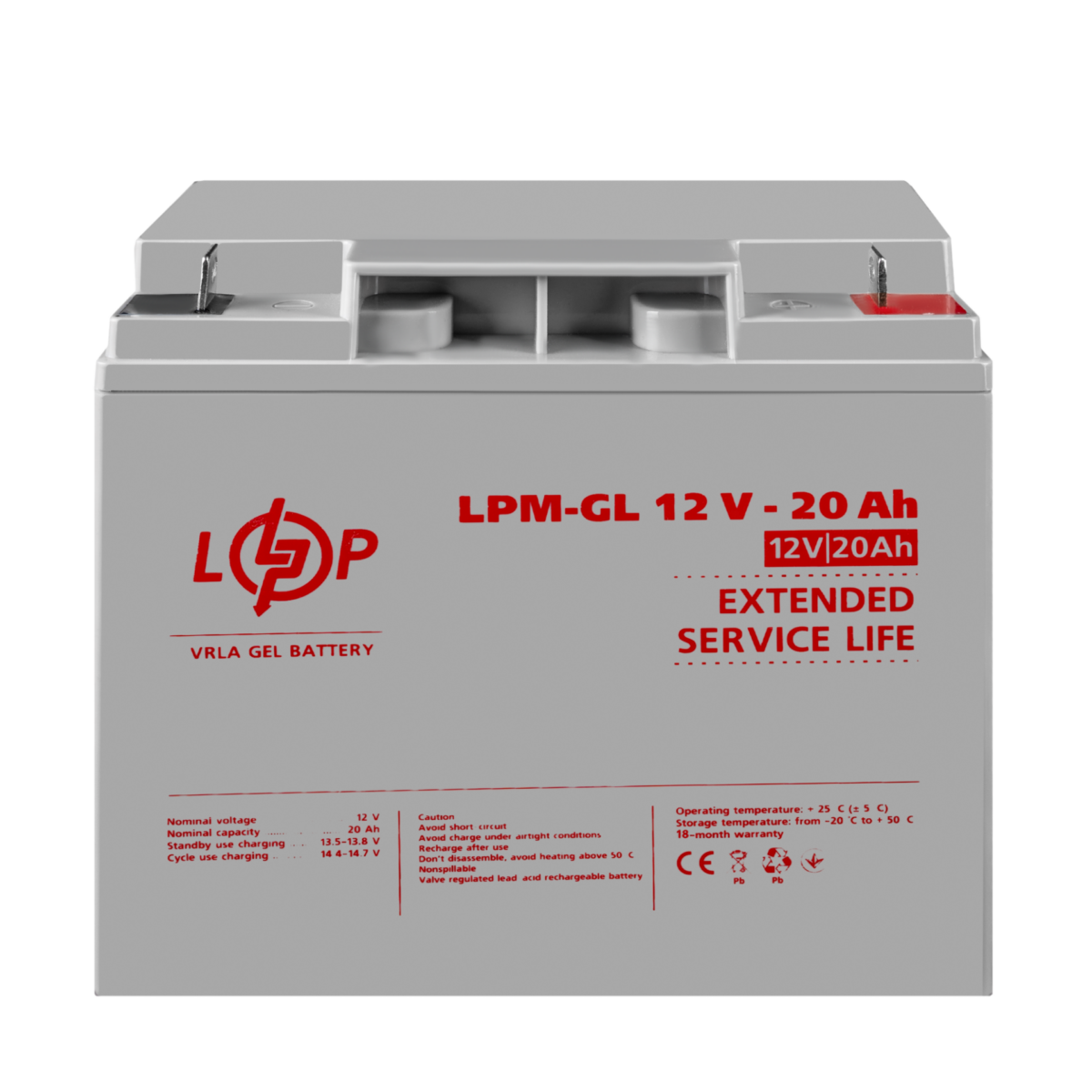 Акумулятор гелевий LPM-GL 12V 20 Ah - Зображення 2