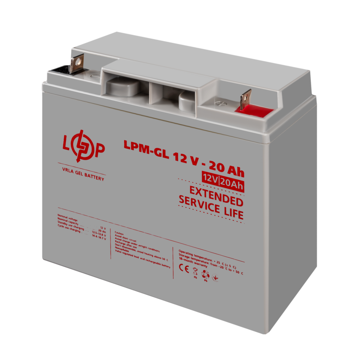 Акумулятор гелевий LPM-GL 12V 20 Ah - Зображення 3
