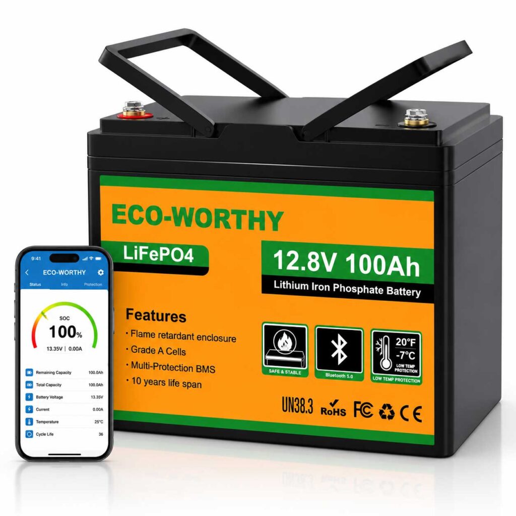 Акумулятор LiFePO4 12.8V 100Ah ECO-WORTHY Bluetooth