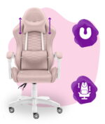 Геймерське комп'ютерне крісло Hell's Chair HC-1000 Kids Pink White велюр - Зображення 6