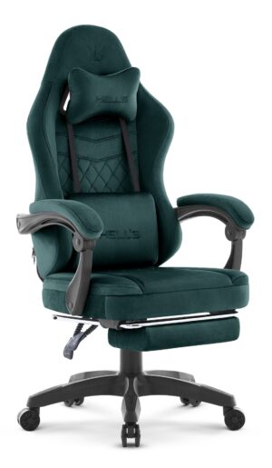 Геймерське комп'ютерне крісло Hell's Chair HC-1015 Green, велюр