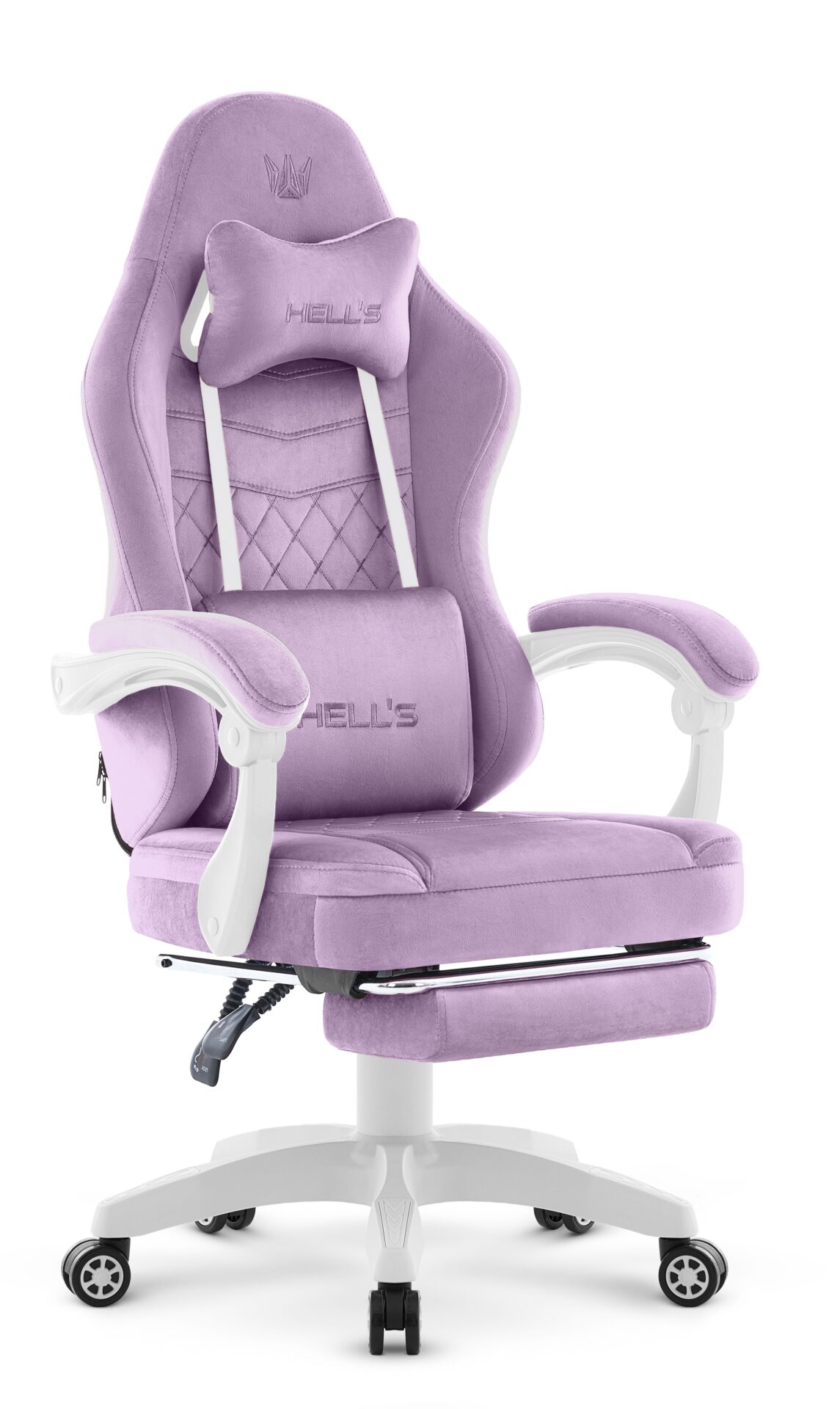 Fotel-gamingowy-Hells-Chair-HC-1015-Purple-Fioletowy-Tkanina-Welurowa Геймерське комп'ютерне крісло Hell's Chair HC-1015 Purple, фіолетовий велюр - Зображення 1
