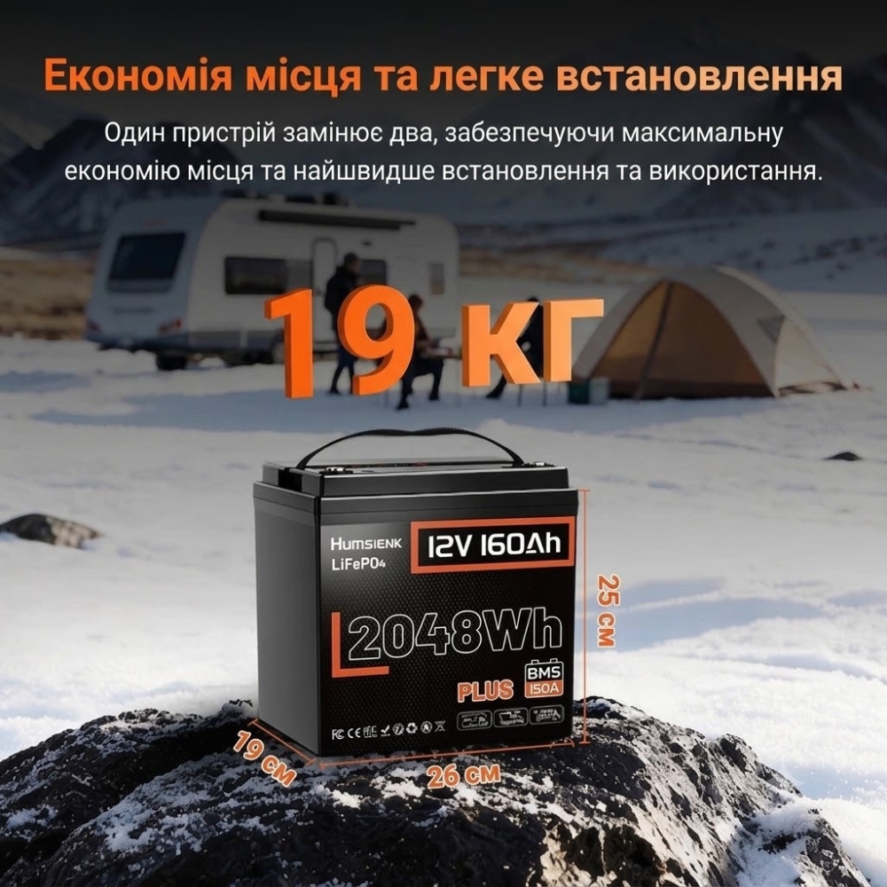 LiFePO4 акумулятор Humsienk PLUS 12V 160Ah 150A BMS